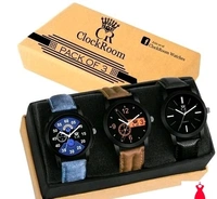 High Quality Premium Analog Watch 3 Combo Set  - Multi Colour, Free Size