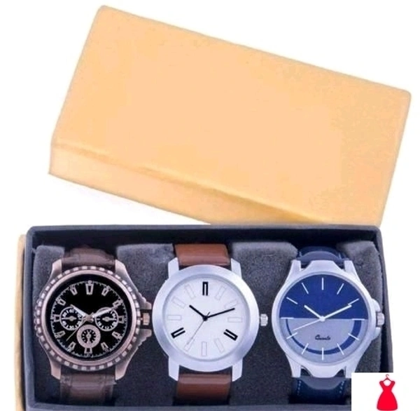 High Quality Premium Analog Watch 3 Combo Set  - Multi Colour, Free Size
