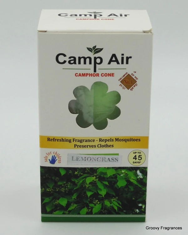 CAMP AIR Camphor Cone LEMONGRASS Refreshing Fragrance - Repel Mosquitoes - Preserves Clothes - 50G (ORGANIC)