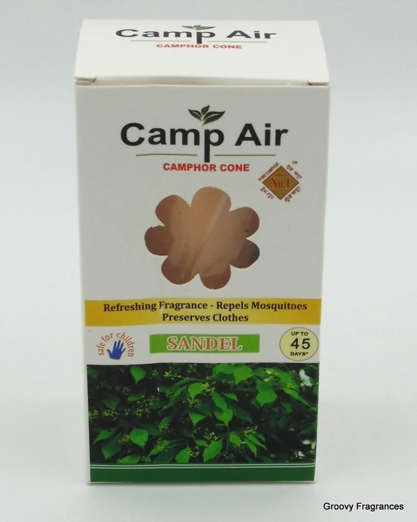 CAMP AIR Camphor Cone SANDALWOOD Refreshing Fragrance - Repel Mosquitoes - Preserves Clothes - 50G (ORGANIC)