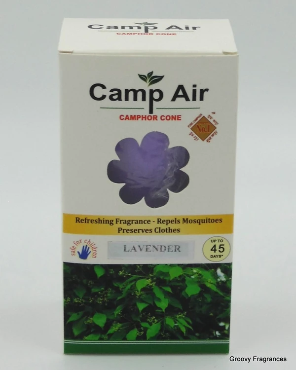 CAMP AIR Camphor Cone LAVENDER Refreshing Fragrance - Repel Mosquitoes - Preserves Clothes - 50G (ORGANIC)