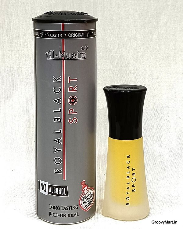 Al Nuaim royal black sport perfume roll-on attar free from alcohol round gift pack - 6ML