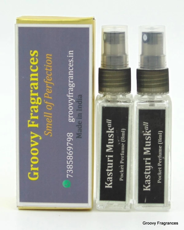 Groovy Fragrances Kasturi Musk Long Lasting Pocket Perfume 8ML (Pack of 2) | Unisex | By Groovy Fragrances - 8ML