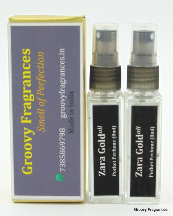 Groovy Fragrances Zara Gold Long Lasting Pocket Perfume (Pack of 2) | Unisex | By Groovy Fragrances - 8ML