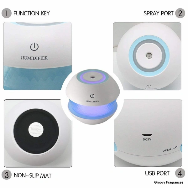 Magic Diamond Humidifier Night Light USB Air Purification Creative Car Desktop Bedroom Household Portable Humidifiers - White
