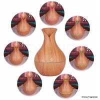 Wooden Essential Humidifier Aroma Oil Diffuser Ultrasonic Wood Air Humidifier Fashion USB Mini LED lights For Home Office - Brown