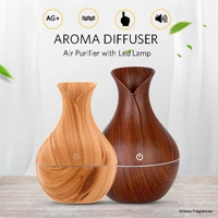 Wooden Essential Humidifier Aroma Oil Diffuser Ultrasonic Wood Air Humidifier Fashion USB Mini LED lights For Home Office - Brown