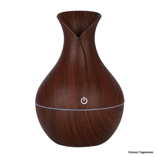 Wooden Essential Humidifier Aroma Oil Diffuser Ultrasonic Wood Air Humidifier Fashion USB Mini LED lights For Home Office - Dark Brown