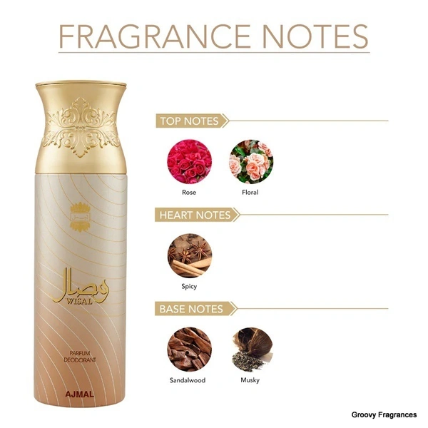 Ajmal Wisal Parfum Deodorant | For Women | Alcohol Free - 200ML