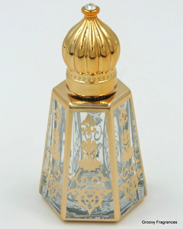 Groovy Fragrances Exclusive Golden Fancy Designer Bottle Empty Attar Bottle- V shape D1 - Gold