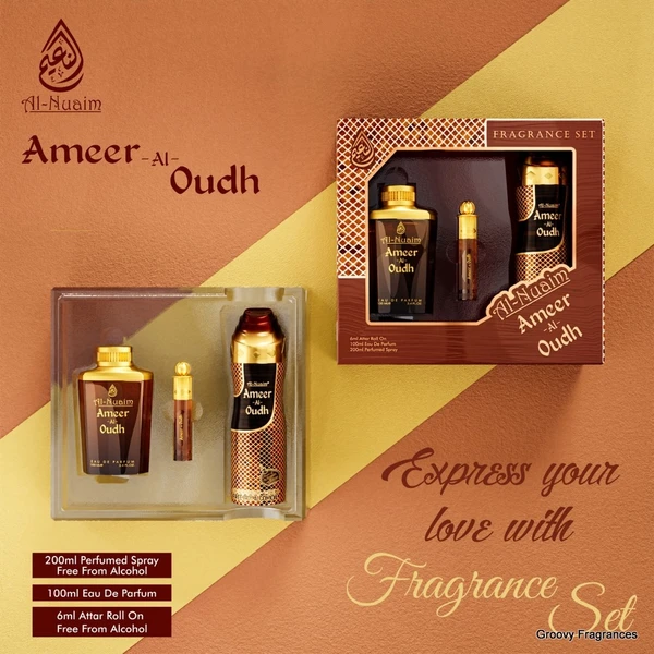 Al Nuaim Ameer Al Oudh Fragrance Set 3 In 1 - 200ML+100ML+6ML