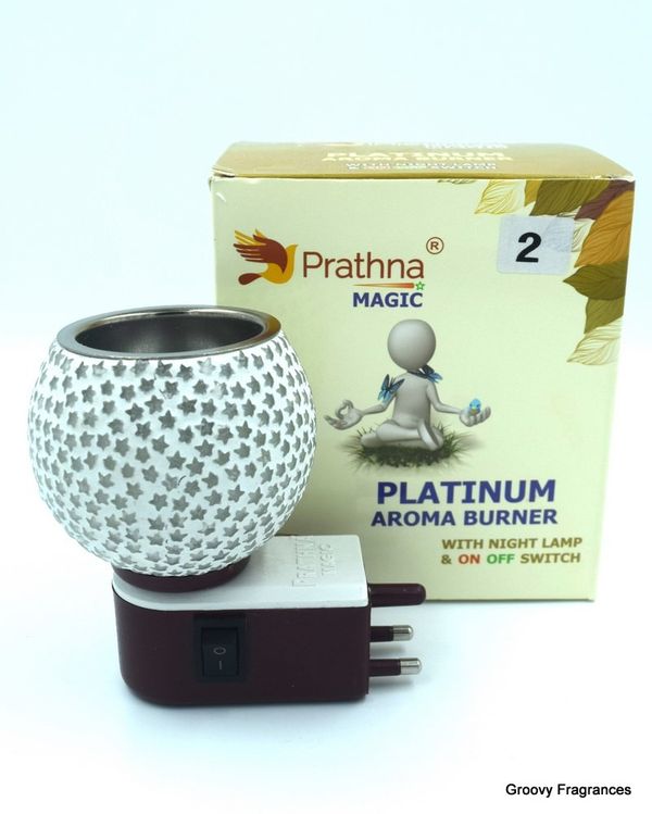 Prathna Platinium Electric Kapoor/Aroma/Bakhoor Burner for Home Fragrance with Night lamp Ceramic Incense Holder (Multicolor) - D2