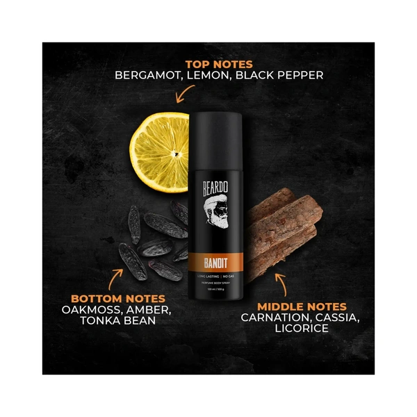 BEARDO BANDIT Long Lasting |No Gas Perfume Body Spray For Men - 120ML