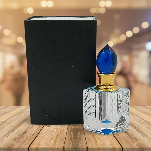 Groovy Fragrances Exclusive Designer Crystal Empty Attar Bottle 3ml with Box - D1-Blue