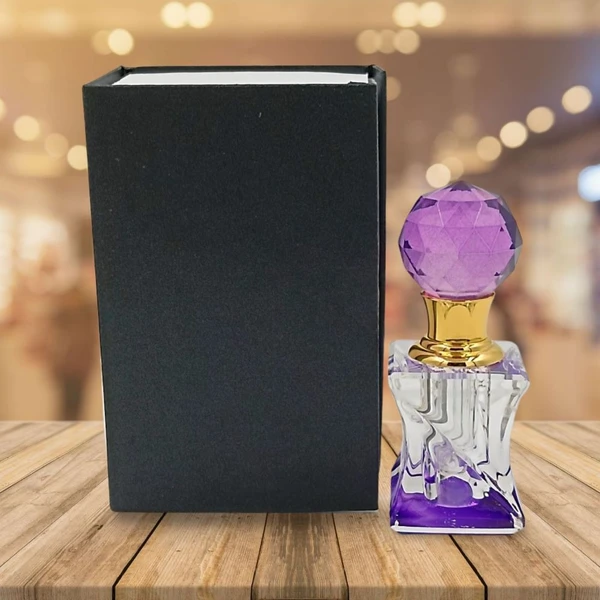 Groovy Fragrances Exclusive Designer Crystal Empty Attar Bottle 3ml with Box - D2-Purple