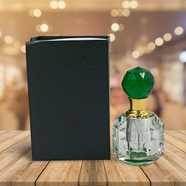 Groovy Fragrances Exclusive Designer Crystal Empty Attar Bottle 6ml with Box - D1-Green