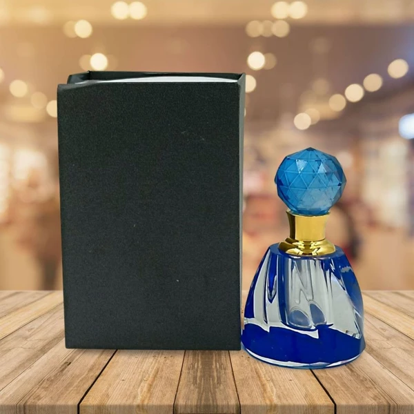 Groovy Fragrances Exclusive Designer Crystal Empty Attar Bottle 6ml with Box - D3-Blue