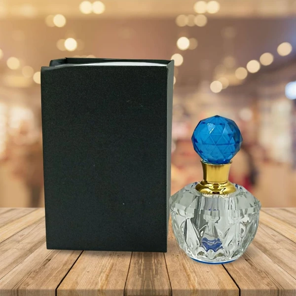 Groovy Fragrances Exclusive Designer Crystal Empty Attar Bottle 6ml with Box - D4-Blue