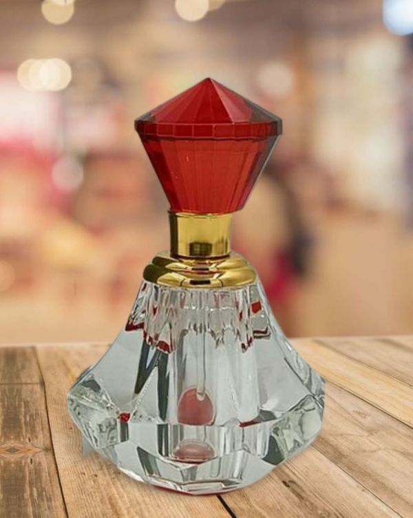 Groovy Fragrances Exclusive Designer Crystal Empty Attar Bottle 12ml with Box - D2-Red