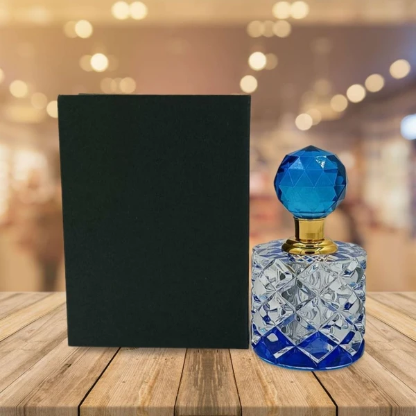 Groovy Fragrances Exclusive Designer Crystal Empty Attar Bottle 12ml with Box - D9-Blue