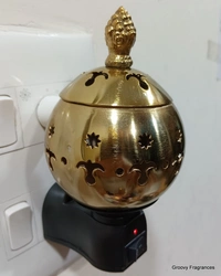Prathna Platinium Electric Kapoor/Aroma/Bakhoor Burner for Home Fragrance Incense Holder Golden Color