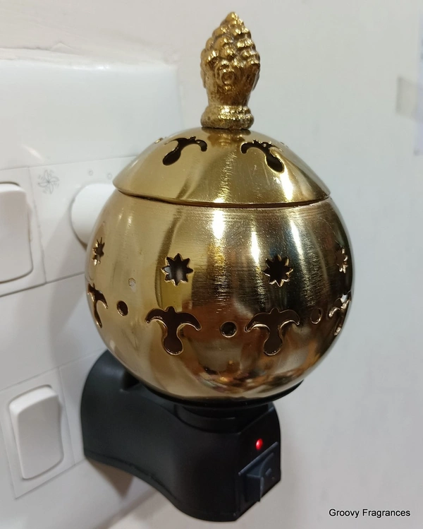 Prathna Platinium Electric Kapoor/Aroma/Bakhoor Burner for Home Fragrance Incense Holder Golden Color