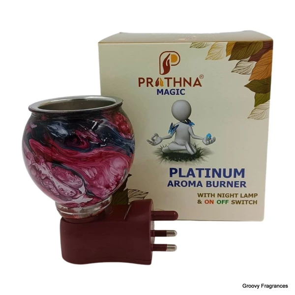 Prathna Platinium Electric Kapoor/Aroma/Bakhoor Burner for Home Fragrance with Night lamp Mirror Incense Holder P1 (Multicolor)