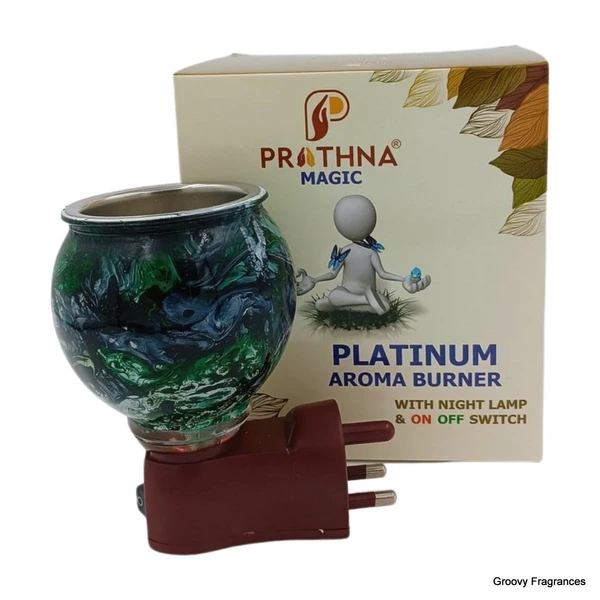 Prathna Platinium Electric Kapoor/Aroma/Bakhoor Burner for Home Fragrance with Night lamp Mirror Incense Holder P2 (Multicolor)