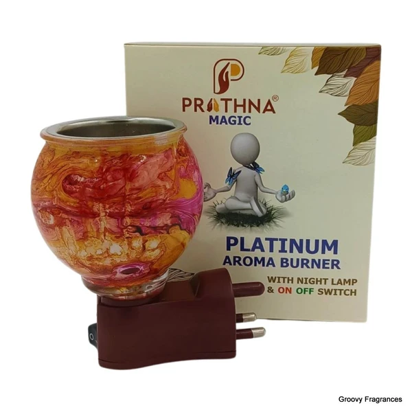 Prathna Platinium Electric Kapoor/Aroma/Bakhoor Burner for Home Fragrance with Night lamp Mirror Incense Holder P9 (Multicolor)