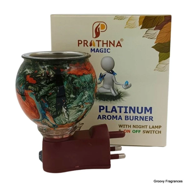 Prathna Platinium Electric Kapoor/Aroma/Bakhoor Burner for Home Fragrance with Night lamp Mirror Incense Holder P10 (Multicolor)