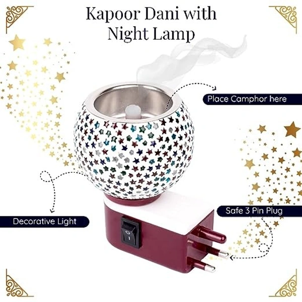 Prathna Platinium Electric Kapoor/Aroma/Bakhoor Burner for Home Fragrance with Night lamp Ceramic Incense Holder (Multicolor) - Mix