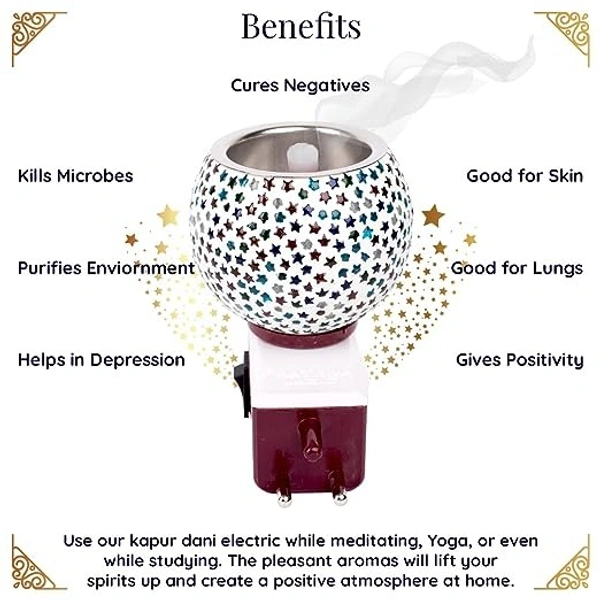 Prathna Platinium Electric Kapoor/Aroma/Bakhoor Burner for Home Fragrance with Night lamp Ceramic Incense Holder (Multicolor) - Mix