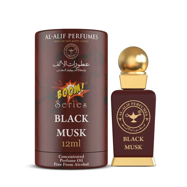 Al Alif BLACK MUSK Boom Series Perfume Roll-On Attar - 12ML