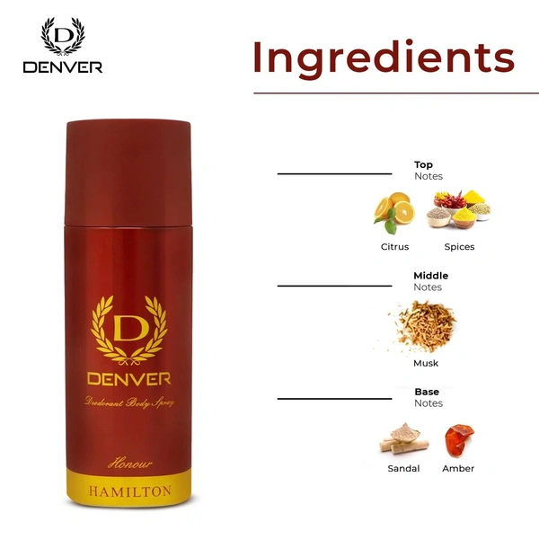 Denver hamilton honour deodorant body spray - for men - 165ML
