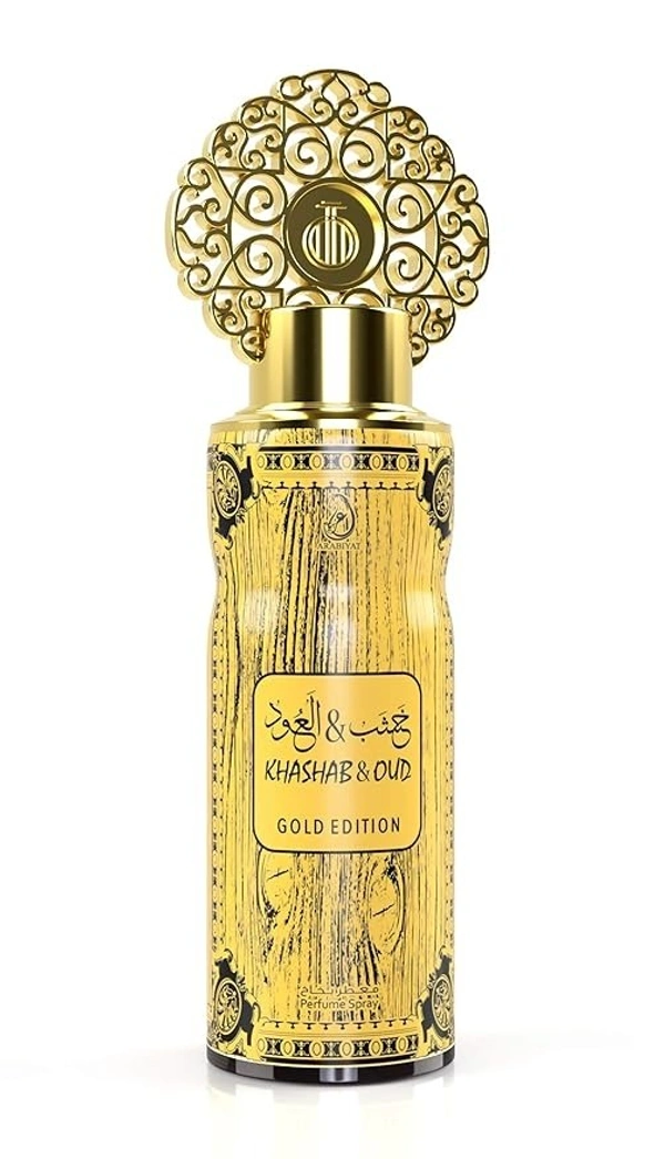 ARABIYAT KHASHAB & OUD Gold Edition Perfume Spray | Alcohol Free - 200ML