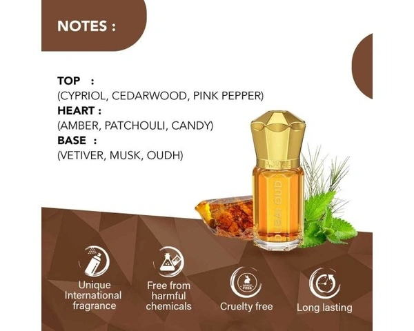 Ajmal Dubai Oud concentrated Perfume | For Men | Alcohol Free - 5ML