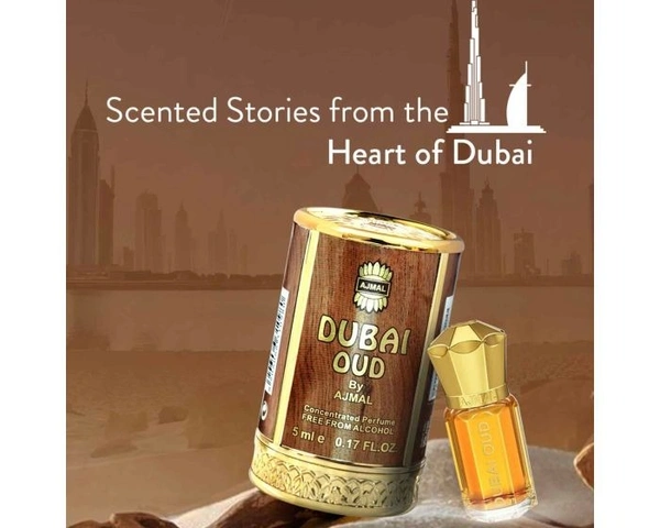 Ajmal Dubai Oud concentrated Perfume | For Men | Alcohol Free - 5ML