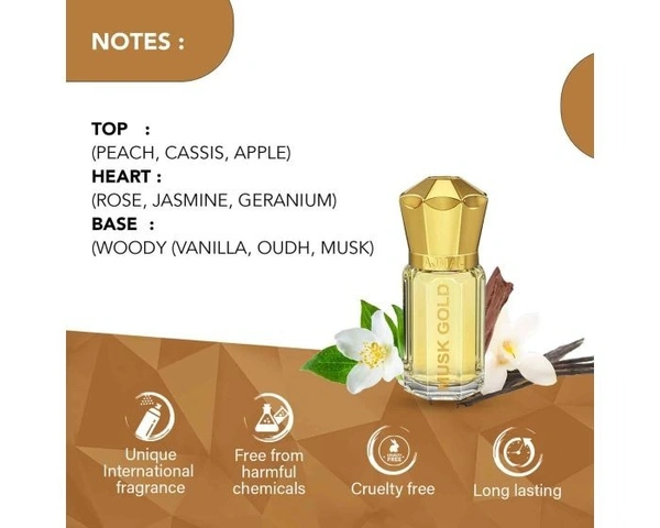 Ajmal Musk Gold concentrated Perfume | For Men | Alcohol Free - 5ML