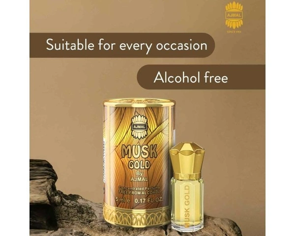 Ajmal Musk Gold concentrated Perfume | For Men | Alcohol Free - 5ML