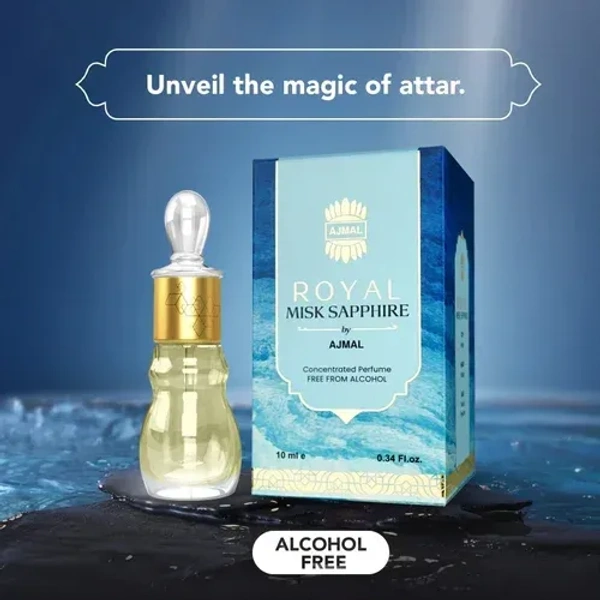 Ajmal Royal Misk Sapphire concentrated Perfume | Unisex | Alcohol Free - 10ML