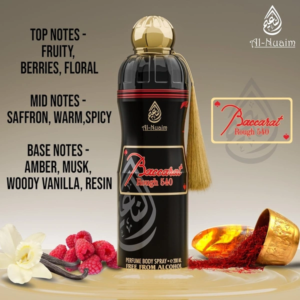 Al Nuaim Baccarat Rough 540 Perfume Body Spray | Alcohol Free - 200ML