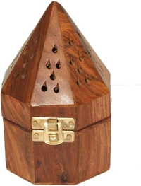 Groovy Fragrances New Antiq Wooden Bakhoor/Dhoop/Aromo Oil/Kapoor Incense Burner - Large-Round