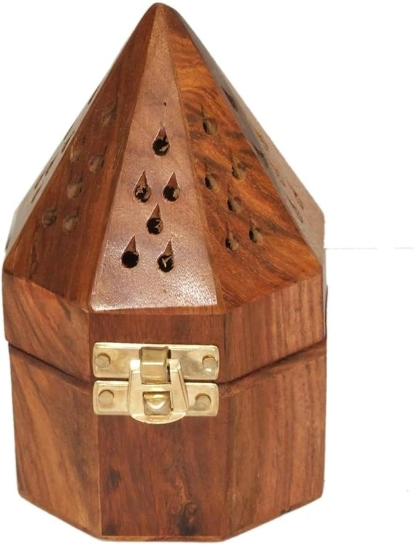 Groovy Fragrances New Antiq Wooden Bakhoor/Dhoop/Aromo Oil/Kapoor Incense Burner - Large-Round