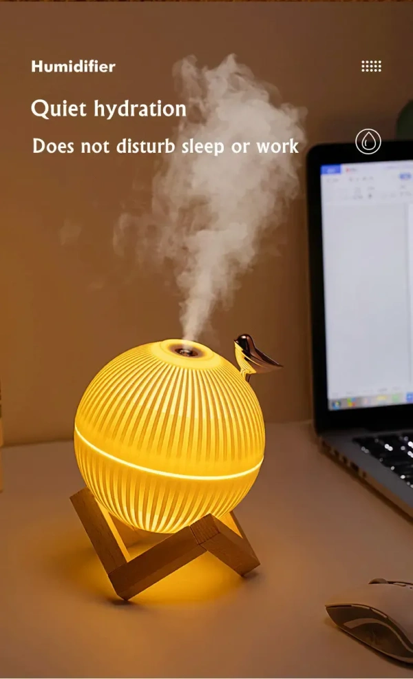 Wooden Humidifier Birds Aroma Oil Diffuser Ultrasonic Air Humidifier Fashion USB Mini LED lights For Home Office