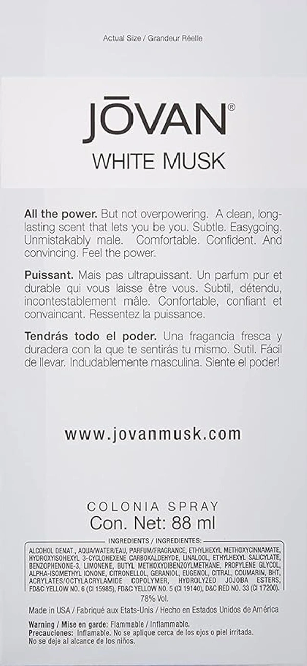 Jovan White Musk Cologne perfume | For Men - 88ML