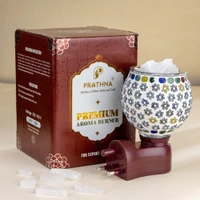 Prathna Platinium Electric Kapoor/Aroma/Bakhoor Burner for Home Fragrance with Night lamp Ceramic Incense Holder (Multicolor) - Mix