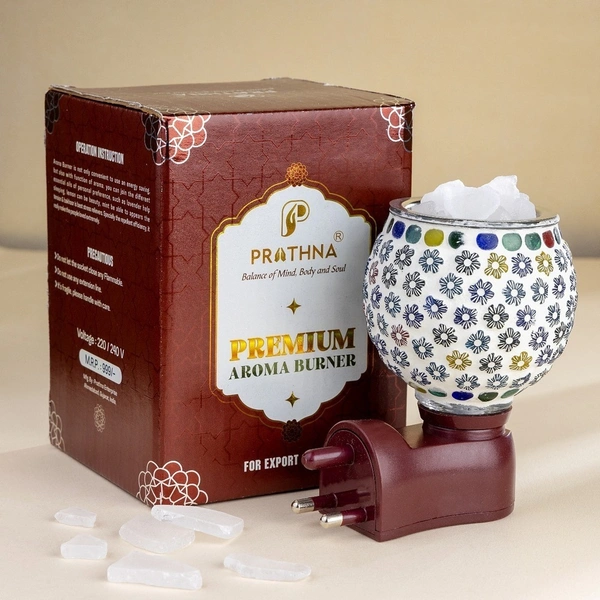 Prathna Platinium Electric Kapoor/Aroma/Bakhoor Burner for Home Fragrance with Night lamp Ceramic Incense Holder (Multicolor) - Mix