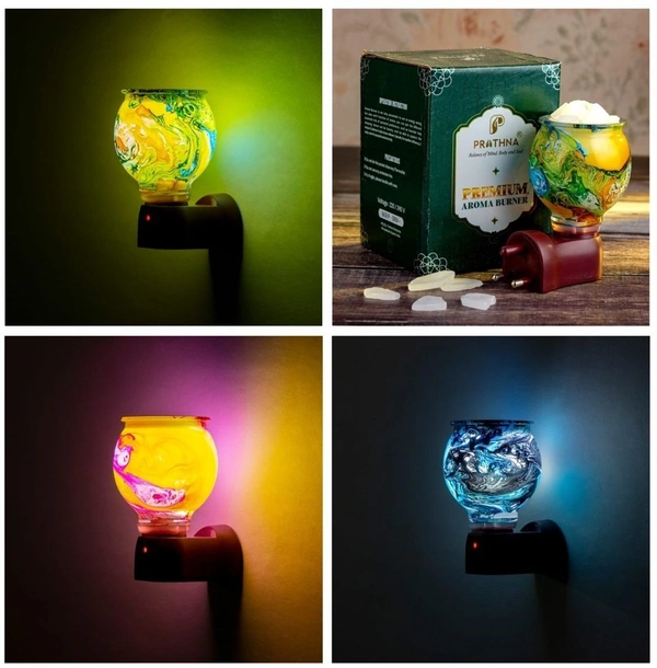 Prathna Platinium Electric Kapoor/Aroma/Bakhoor Burner for Home Fragrance with Night lamp Mirror Incense Holder P12 (Multicolor)