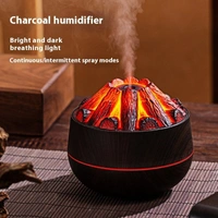 Wooden Humidifier Charcoal Fire Aroma Oil Diffuser Ultrasonic Air Humidifier Fashion USB Mini LED lights For Home Office