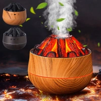 Wooden Humidifier Charcoal Fire Aroma Oil Diffuser Ultrasonic Air Humidifier Fashion USB Mini LED lights For Home Office